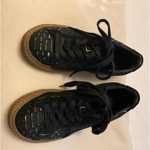 Puma Black Suede Sneakers with Gold Flecks